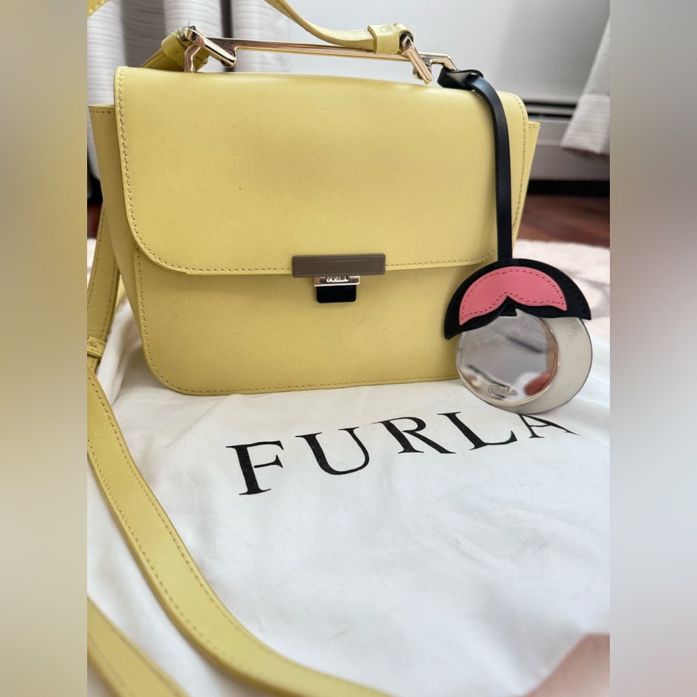 Furla Lemon Crossbody Bag with Pink Accent